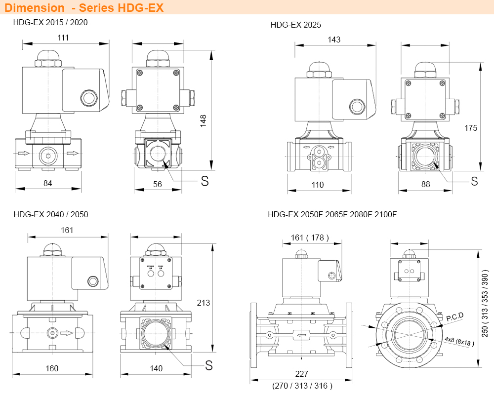 Kích thước Van 2/2 Gas Autosigma HDG-EX 2040