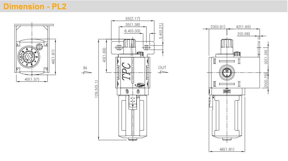 Kích thước Bộ cấp dầu Ren 1/8