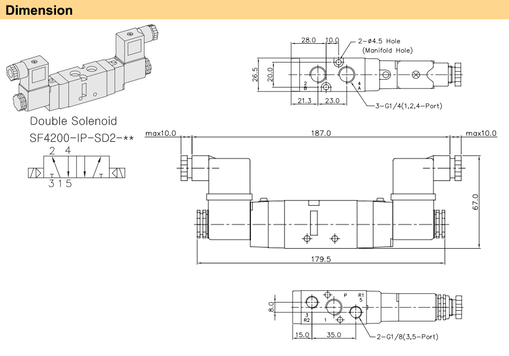 Kích thước Van điện từ YPC SF4200-IP-SG2-A2