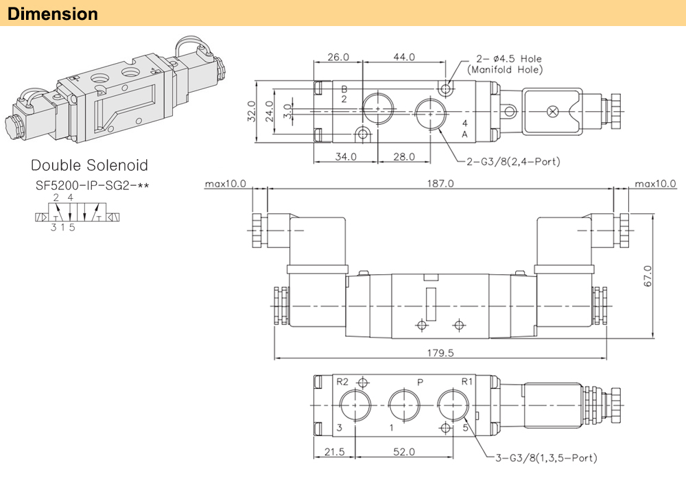 Kích thước Van điện từ YPC SF5200-IP-SG2-A2