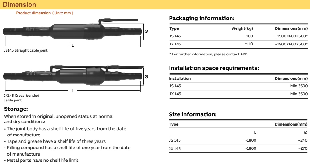 Kích thước Hộp nối chéo ABB JX145<h2 class=