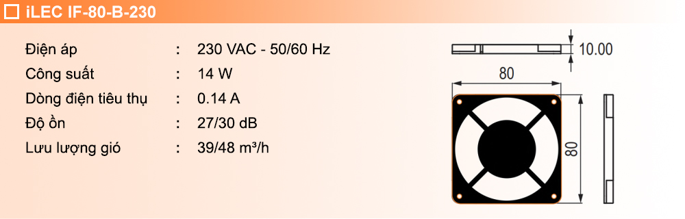 Thông số kỹ thuật: Quạt hút IF-80-B-230