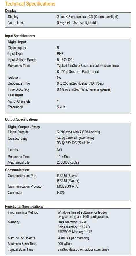 Thông số kỹ thuật Selec DIGIX-1-1-1-230V: Bộ điều khiển lập trình PLC