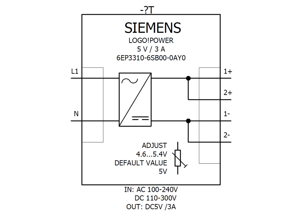 Cách đấu nối Siemens Simatic 6EP3310-6SB00-0AY0 : Bộ nguồn LOGO! POWER 5V 3A