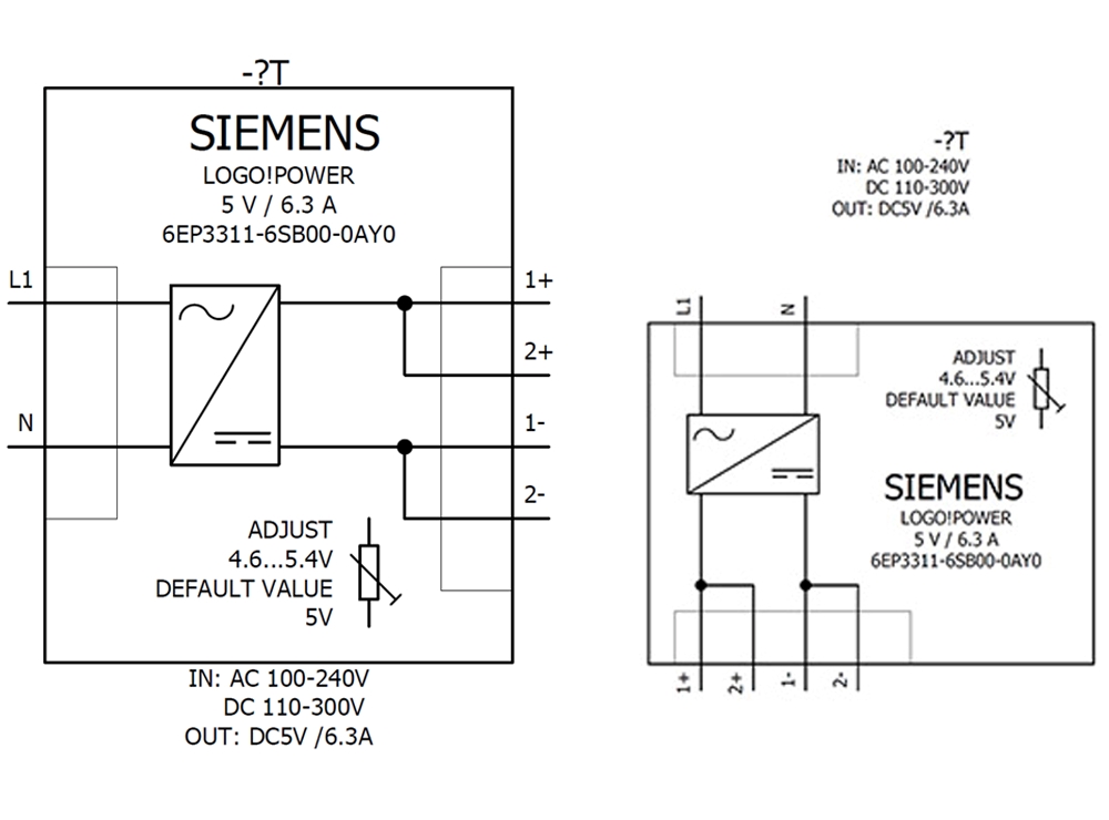 Cách đấu nối Siemens Simatic 6EP3311-6SB00-0AY0 : Bộ nguồn LOGO! POWER 5V 6.3A