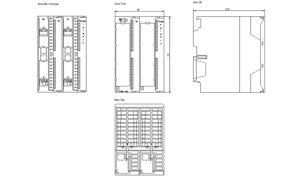 Kích thước Siemens Simatic 6ES7355-1VH10-0AE0 : Mô đun điều khiển FM355S Simatics S7-300