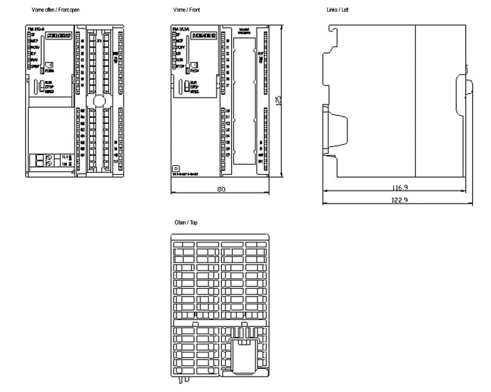 Kích thước Siemens Simatic 6ES7352-5AH11-0AE0 : Mô đun FM352 Simatics S7-300