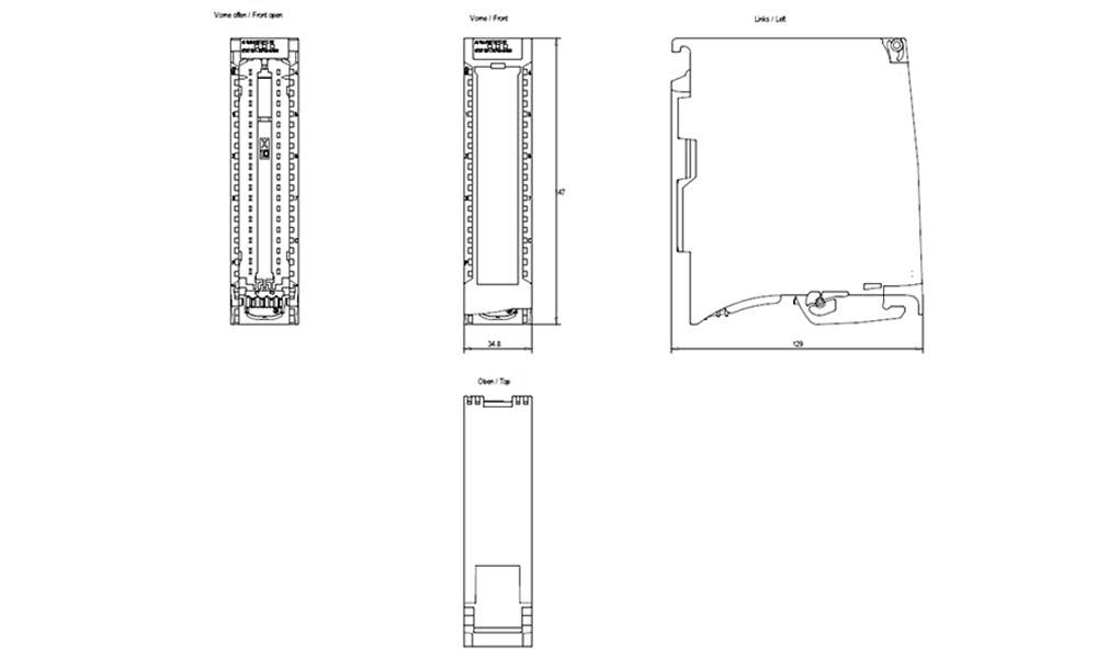 Kích thước Siemens Simatic 6ES7531-7KF00-0AB0 : Mô đun đầu vào analog Simatics S7-1500