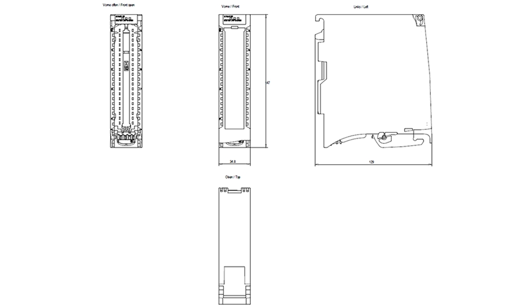 Kích thước Siemens Simatic 6ES7531-7QF00-0AB0 : Mô đun đầu vào analog Simatics S7-1500