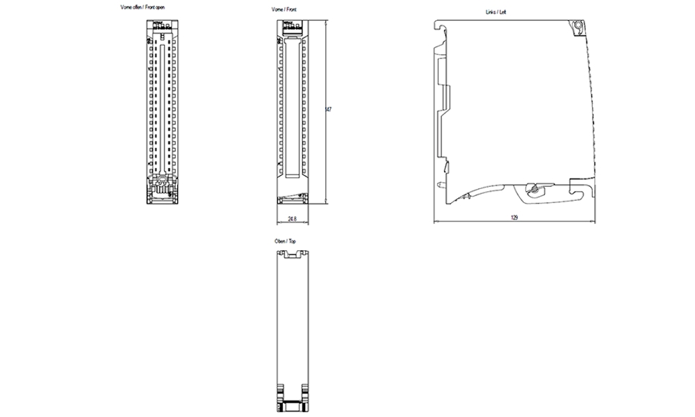 Kích thước Siemens Simatic 6ES7532-5NB00-0AB0 : Mô đun đầu ra analog Simatics S7-1500