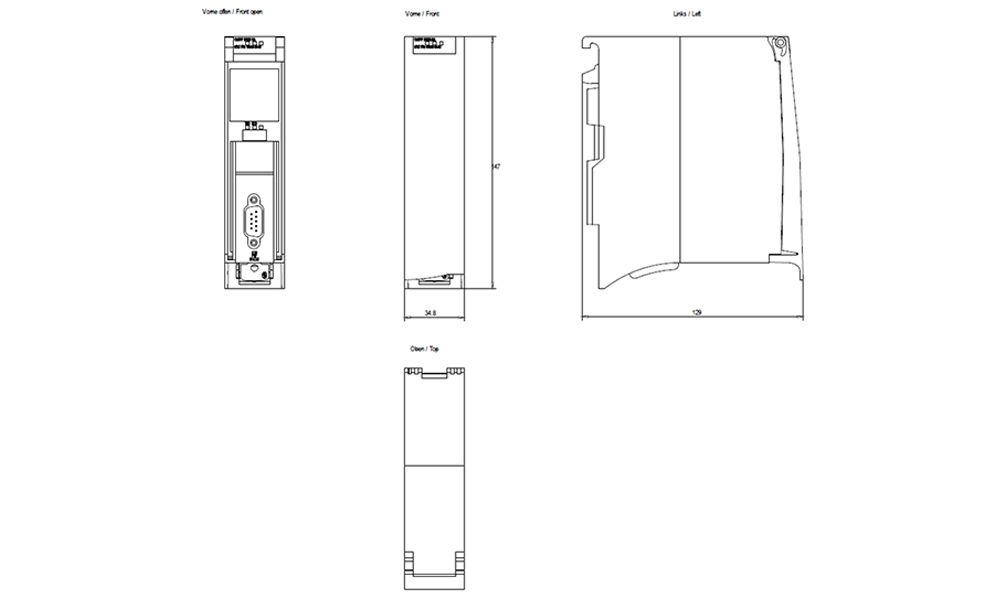 Kích thước Siemens Simatic 6ES7540-1AD00-0AA0 : Mô đun truyền thông CM PTP RS232 Simatics S7-1500