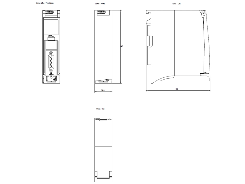 Kích thước Siemens Simatic 6ES7540-1AB00-0AA0 : Mô đun truyền thông CM PTP RS422/485 BA Simatics S7-1500