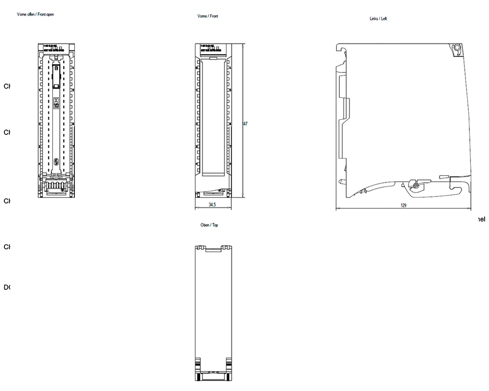 Kích thước Siemens Simatic 6ES7526-2BF00-0AB0 : Mô đun đầu vào digital Simatics S7-1500