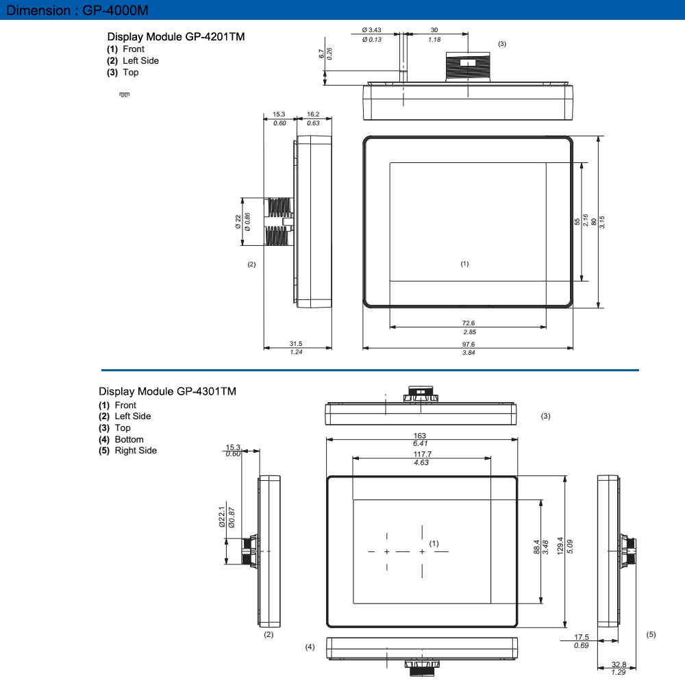 Kích thước HMI Proface PFXGM4201TAD