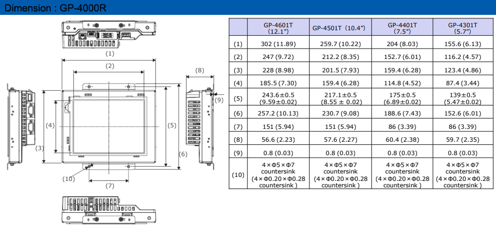 Kích thước HMI Proface PFXGP4401TADR