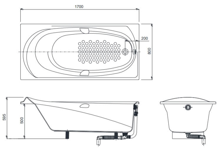 Kích thước Bồn tắm ngọc trai TOTO PPY1710PE#S DB501R2B