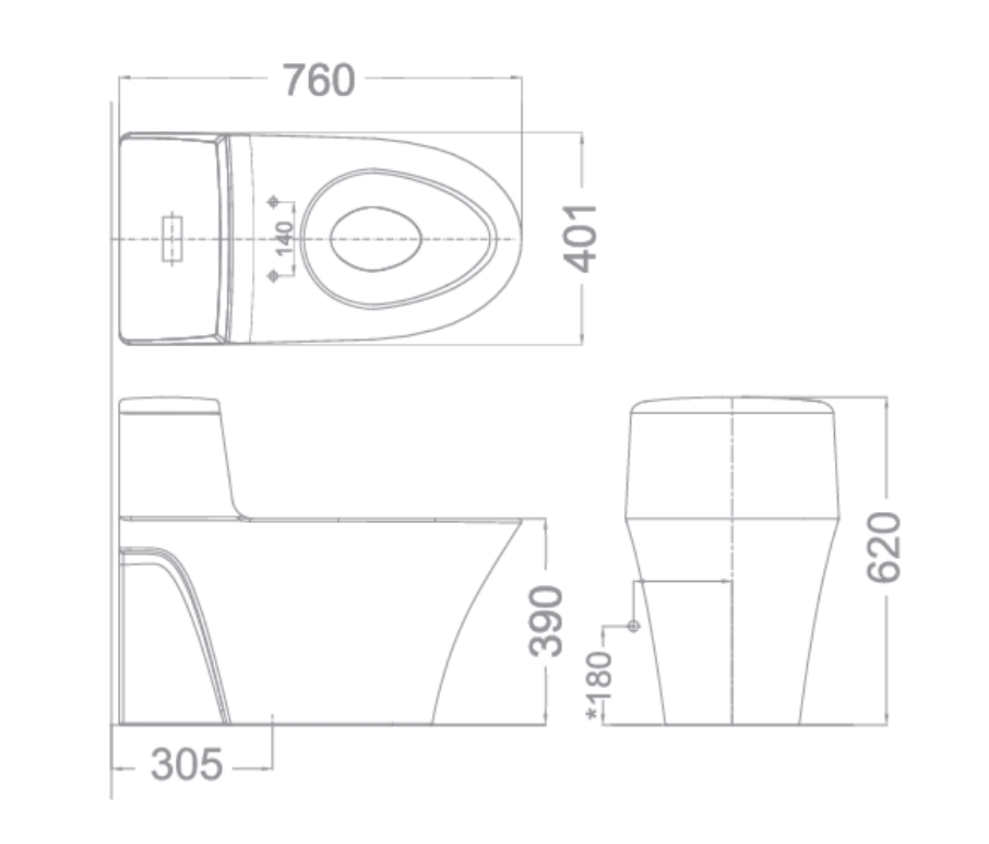 Kích thước Bồn cầu một khối American Standard La Moda WP-2009