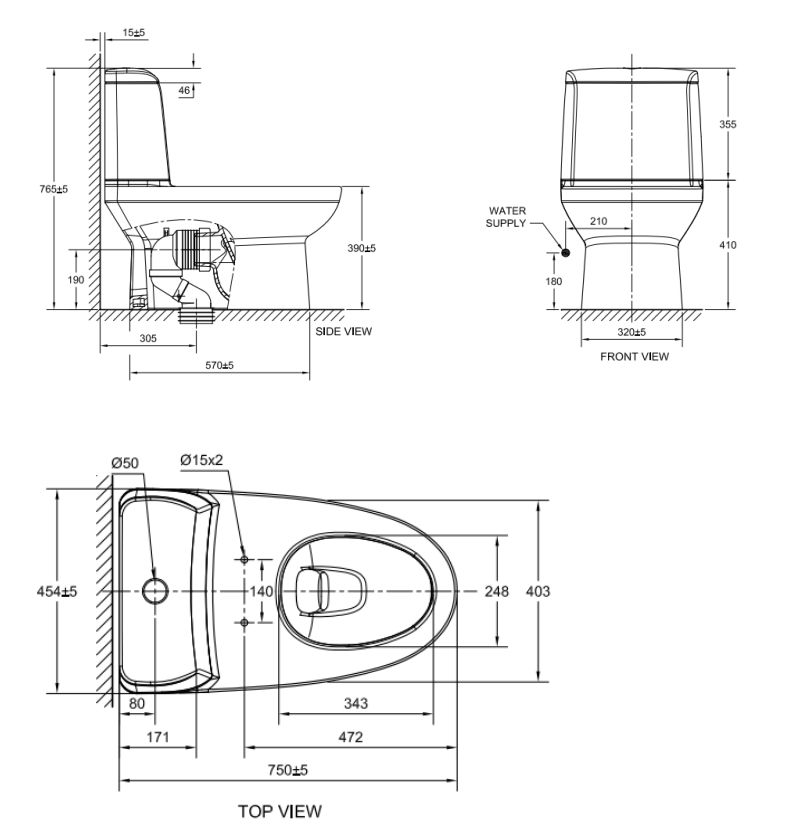 Kích thước Bồn cầu hai khối American Standard Milano 2327-WT 