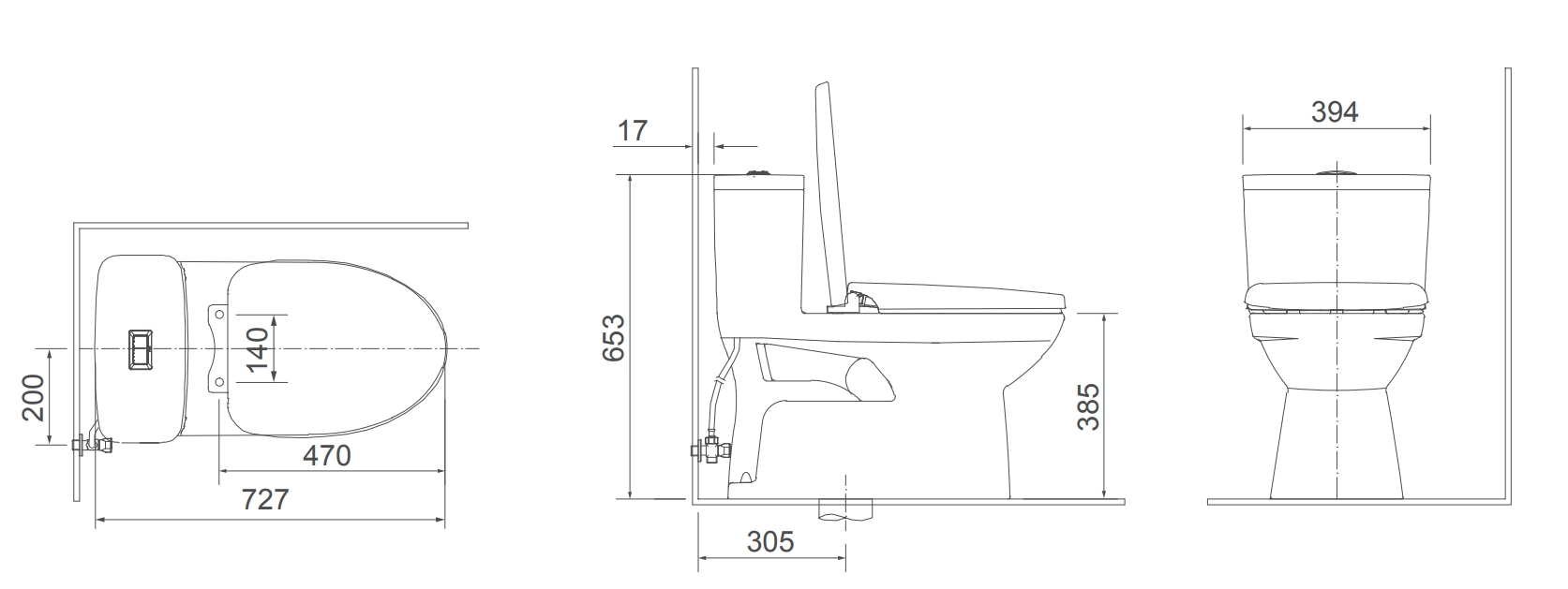 Kích thước Bồn cầu một khối INAX AC-969VN