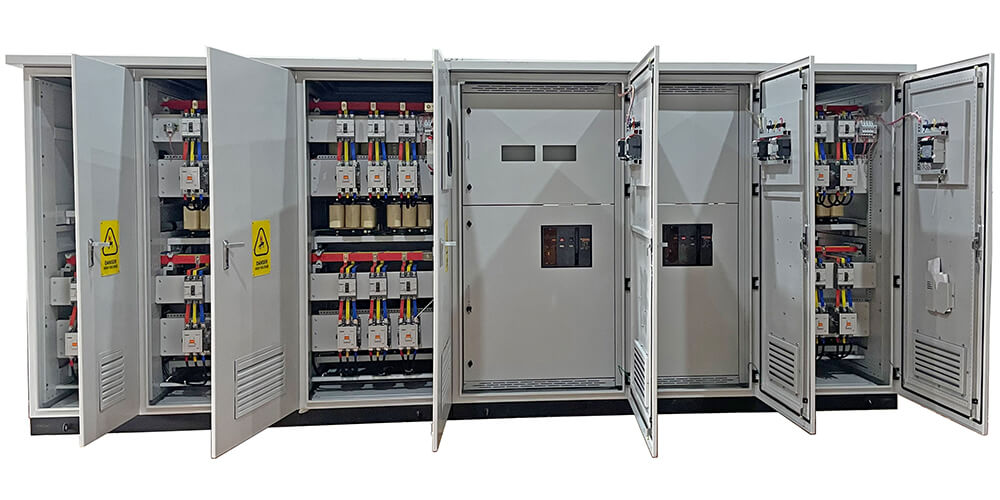 Mặt thiết bị Tủ điện phân phối tổng MSB 7500A có ngăn tụ bù cuộn kháng 2000KVar